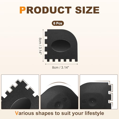 uxcell 6Pcs Serrated Pan Scraper 3.2x3.2Inch Kitchen Pot Scrubber Black - color: Black, size: 3.2x3.2Inch