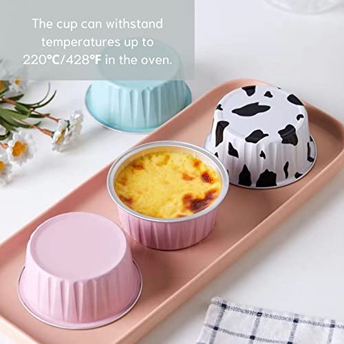 Mini Aluminum Foil Cupcake Baking Cups with Lids (40pcs, 5oz) Round Cupcake Foil Liners Tart Pie Tin Pan Holder - Disposable Mini Cake Containers Flan Molds for Pudding, Souffle, Party, Wedding - color: Black