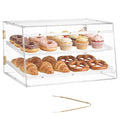 VEVOR Bakery Display Case, 2-Tier Commercial Countertop Pastry Display Case, Clear Acrylic Bread Box for Kitchen, Party Cake Cabinet with Magnetic Rear Door for Cookie Dessert Donut, 20.7"x15.7"x12" - size: 2-Tier