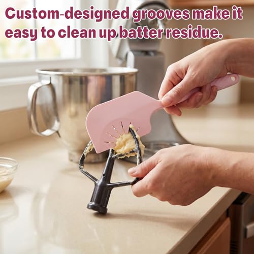Didaey 2 Pack Silicone Spatula Scraper and Whisk, Pink Kitchen Utensils