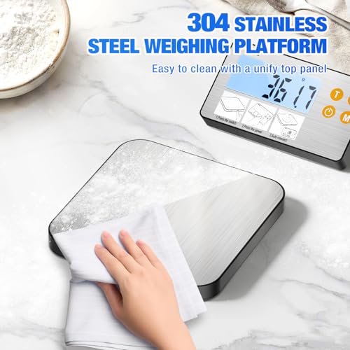 Diyife 33lb Digital Kitchen Food Scales with Split Display, Rechargeable - color: Silver