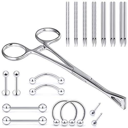 Vsnnsns 9 Style 316L Surgical Steel Body Piercing Tools Kit Piercing Clamps Forceps Use for Nose Septum Lip Tongue Eyebrow Belly Rings Ear Dermal Piercing Jewelry Kit Tools - color: Style 1, Piercing Clamp Forceps
