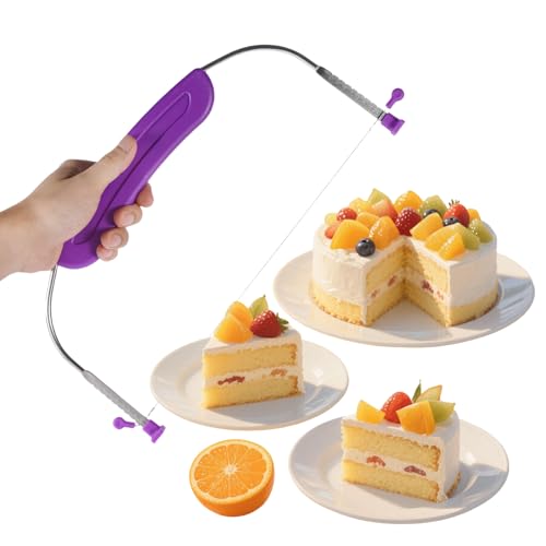 Adjustable Cake LevCake Cutter Slicer Leveler, 9 Different Height Premium Food Grade Stainless Steel Double Wires Cake Cutter/Slicer/Adjustable Cake Leveler for Leveling and Molding (Purple) - color: Purple