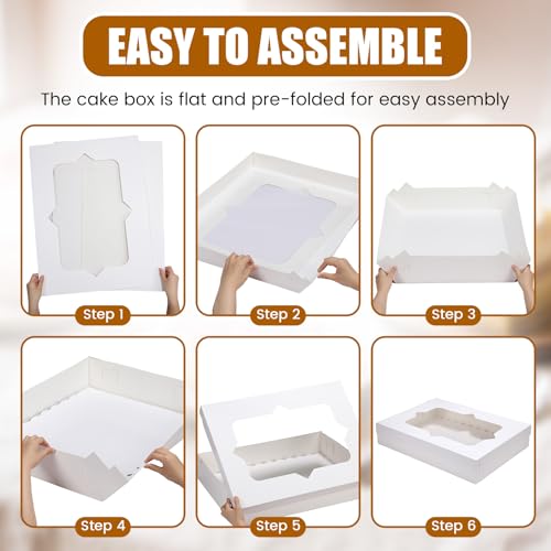 Sinload 24 Pcs Full Sheet Cake Box with Window & Board, White, 27x20x5 Inch - color: White, size: 27x20x5 Inch