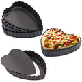 Gutsdoor Mini Tart Pan 4 Inch Heart Shape with Removable Bottom Quiche Pan Nonstick Round Quiche Pie Pan Set of 6 - style: Heart