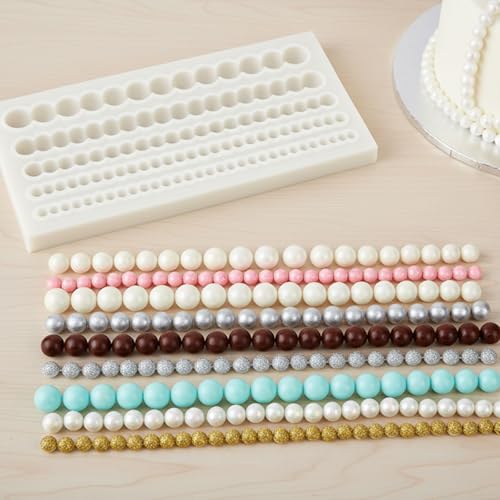 JJUNW Pearl Fondant Molds, Hemisphere Silicone Cake Border Decoration Tool