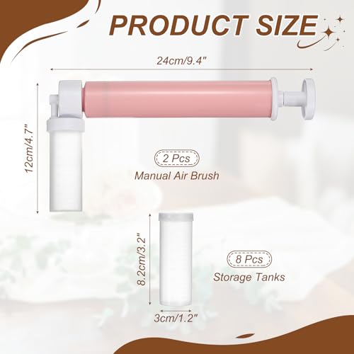 uxcell 2Pcs Manual Air Brush Cake Decorating Cake Air Brush Kit Pink - color: Pink