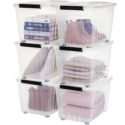 Citylife 82 Quart Large Clear Plastic Storage Bins with Lids 6-Pack - color: Clear White, size: 82 QT-6 Packs