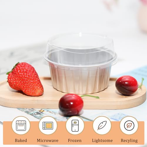 50 Pack 5oz Mini Cake Pans with Lids, Silver - color: Silver, size: Round