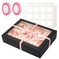 Bakepacker Auto-pop Up Cupcake Boxes with Window Black 40PCS 12 Count - color: Black, 40