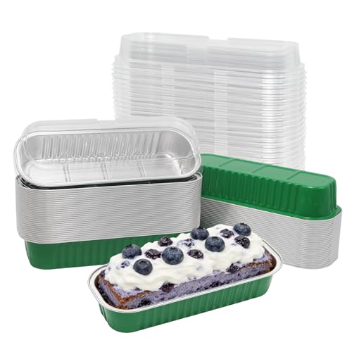 50 Pack 6.8oz Mini Cake Pans with Lids, Dark Green - color: Dark Green, size: Rectangle
