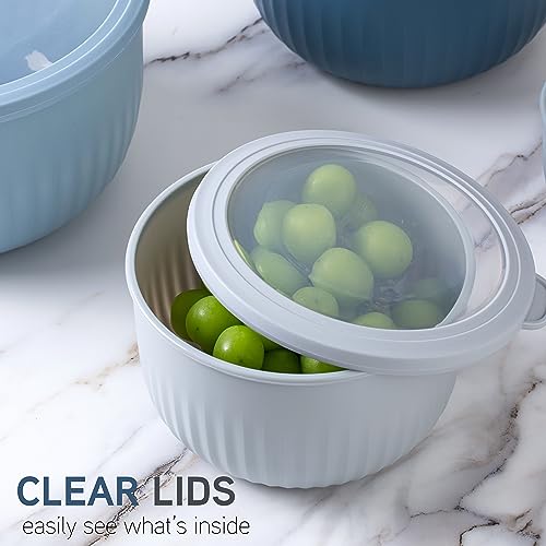 COOK WITH COLOR Prep Bowls with Lids- Wide and Deep Nesting Plastic Small Mixing Bowl Set with Lids, 12 Piece Set - Deep Bowls, Blue/Grey - color: Blue/Grey, size: 12 Piece Set - Deep Bowls