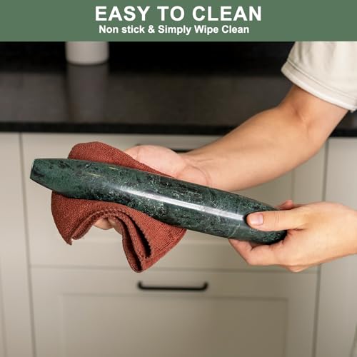 12inch Natural Marble Rolling Pin for Baking, Tapered French Dough Roller - color: 12"x1.97"-Green