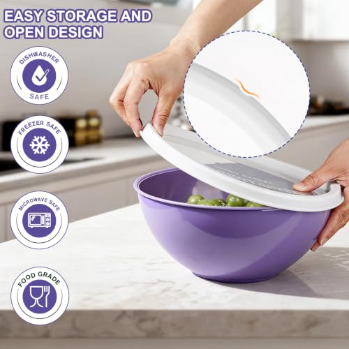 Greentainer Plastic Mixing Bowls with Lids Set for Kitchen, 6 Set Nesting Bowls for Mixing, Baking, Prepping, Cooking and Serving Food, Mixing Bowls Dishwasher, Microwave Safe - color: Dark Blue