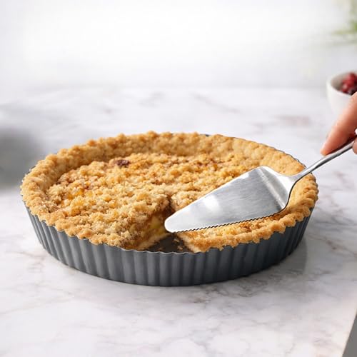 9.5*2.2 Inch Deep Tart Pan w/ Pie Cake Server. Removable Bottom, Non-Stick Coating, Rugged Carbon Steel for Tart Quiche Baking. Gift for Women Wife Christmas Thanksgiving Party Festival Family - size: 9.5*2.2IN