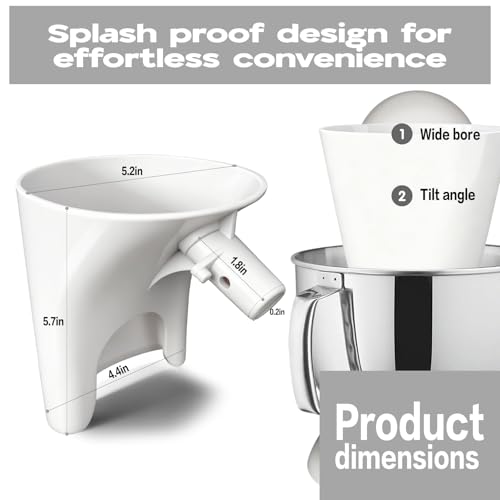 2026 New Flour Funnel for Kitchen Aid Mixer,Fits Tilt-Head 7 Qt (KSM150) - color: C White
