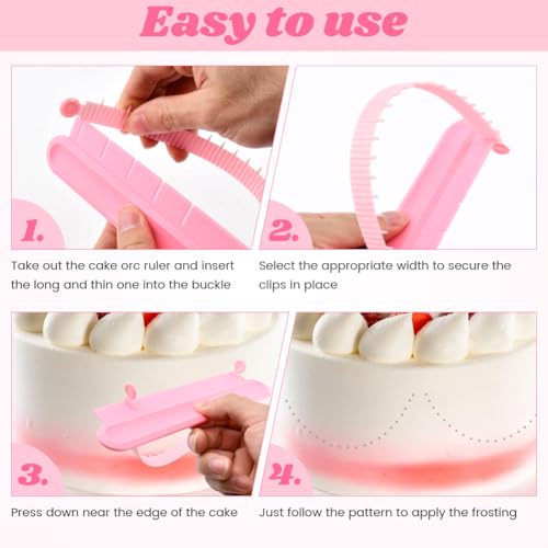 3 Pack Cake Arch Guide Tool with 3pcs Scrapers, Cake-Arc Ruler Writing Tools, Convenient for Controlling the Size and Position of the Arc, Convenient for Beginners to Use