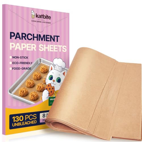 Katbite 8x12 Inch Parchment Paper Sheets 130PCS, Unbleached Non-Stick - size: 8x12 Inch 130 Pcs