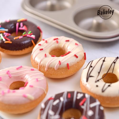Donut Pan Cake Mold, 6-Cavity Non-Stick Ring Doughnut Bakeware for Oven Baking (Champagne Gold) - size: 6 Cavity Round