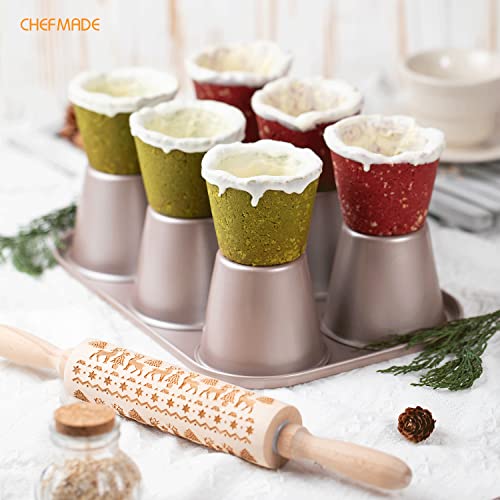 CHEFMADE Muffin Cake Pan, 6-Cavity Non-Stick Jumbo Cupcake Pan Bakeware for Oven Baking (Champagne Gold) - size: 06 - Jumbo 6 Cups