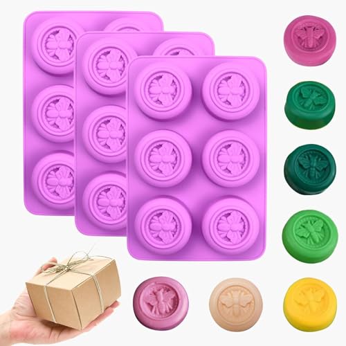 Soap Molds, Soap Molds for Soap Making, Perfect for Bee Soap Making, Honey Silicone Molds for Handmade Soap, Lotion Bars, Wax Melts, Beeswax （3 Pack - Bee） - color: 3 Pcs Bee - Circle
