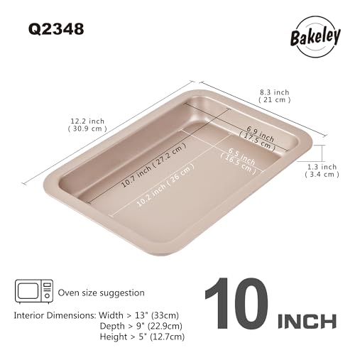 10 Inch Rectangular Baking Pan 2 Pack Carbon Steel Tray for Oven Roasting - size: 10" Shallow Rectangle 2Pcs