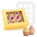 Hoewina 6PCS Cupcake Boxes Hold 12 Cupcakes, Cupcake Containers with Window - color: Yellow