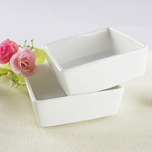 Foraineam 10-Piece Porcelain Ramekins, 4 Ounce Ramekin Bowl Set Square Baking Dipping Bowls