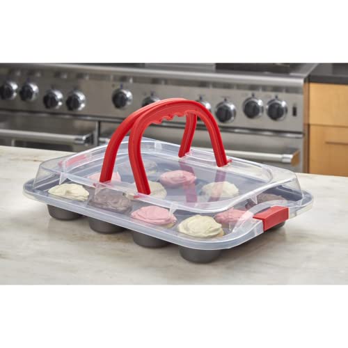 Nifty Solutions Cake Pan & Muffin Pan with Lid, 2 Piece Baking Pans Set - 9 x 13 Cake Pan & 12-Cup Muffin Pan, Non-Stick Pans, Kitchen Bakeware, Dishwasher Safe - style: Baking Pan with Lid