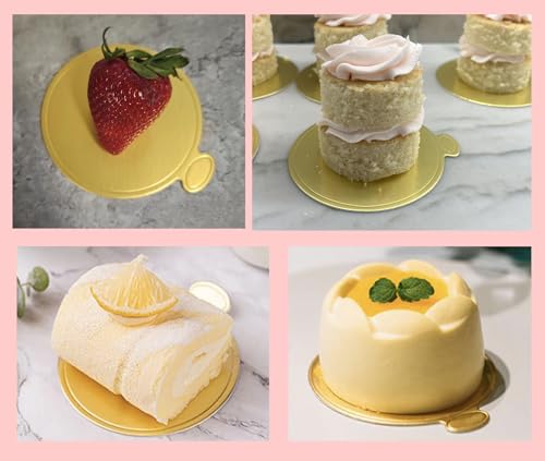 YYaaloa 3.15 Inch Mini Round Golden Cake Boards 100pcs Mousse Cupcake Base Paper Plates Circle Dessert Board (Gold 3inch 100pcs) - color: Gold 3.15inch 100pcs