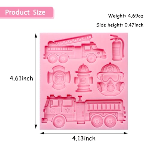 Firefighter Silicone Fondant Mold, Fire Truck Chocolate Molds