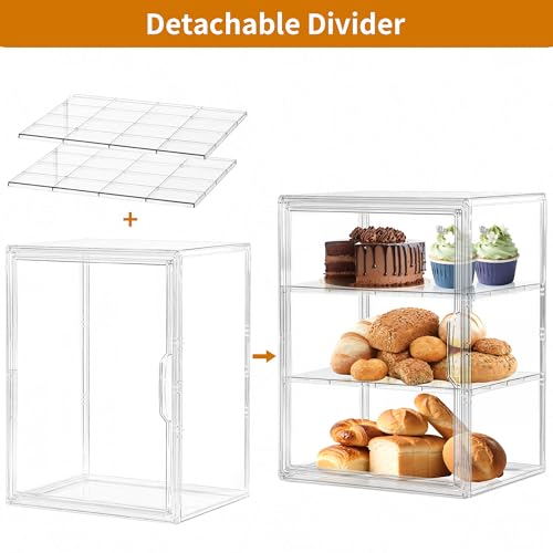 Bread Box for Kitchen Countertop,3 Layers Pastry Display Case, 1 Pack - size: 3tier 1pcs