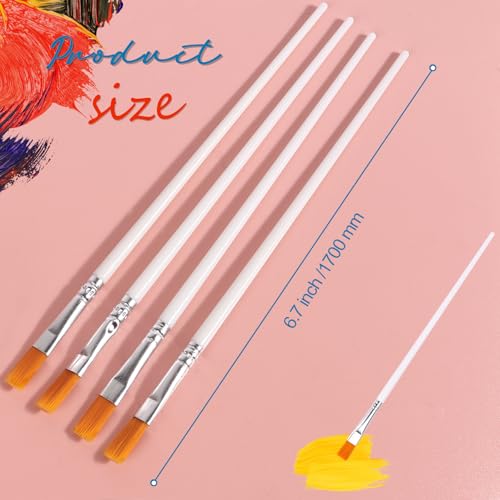 30Pcs Paint Brushes for Acrylics Painting, Flat Paint Brush Bulk, White - color: White