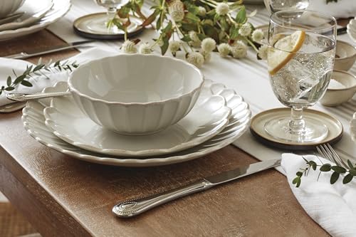 Lenox French Perle Scallop White Stoneware 4-Piece Dinnerware Set for 1 - color: White, style: 4-Piece Place Setting White