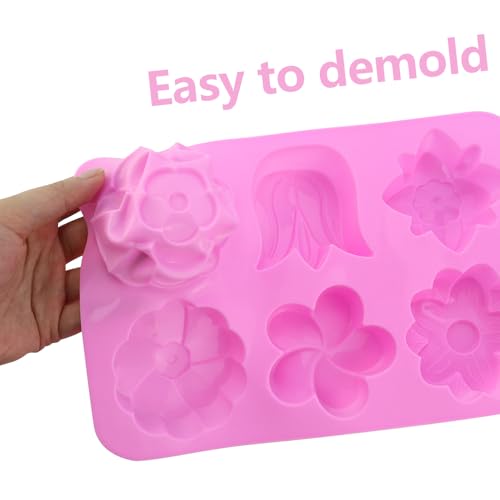 2 Packs 6-Cavity Silicone Flower Mold Assorted for Soap Baking
