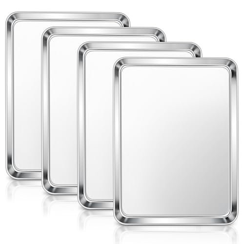 E-far Stainless Steel Baking Sheet Set of 4, 16” x12” x 1” Cookie Sheet Pan - size: 16"x 12"