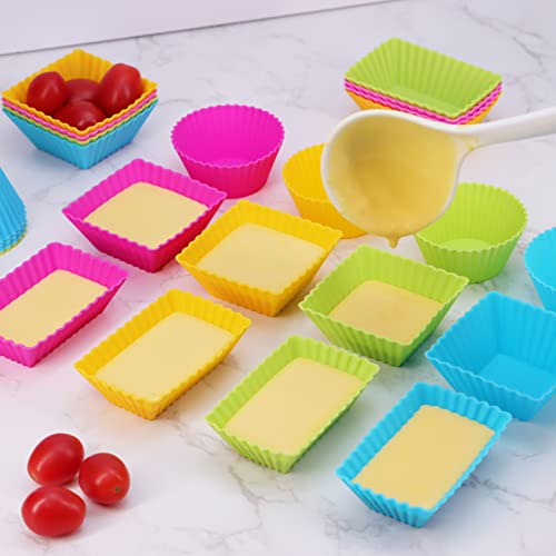 24Pack Silicone Muffin Baking Cups Cupcake Liners Lunch Box Bento Dividers - color: Colorsful, size: Large Size