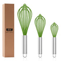 OYV Green Silicone Whisk Set of 3, 8/10/12 Inch, Non-Scratch - color: Premium(Green Pack)