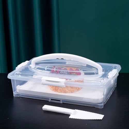 1Pack White Plastic Cake and Cupcake Carrier Holder, Large Portable Storage Container for Storing 12 Cupcakes or 1 Large Cake