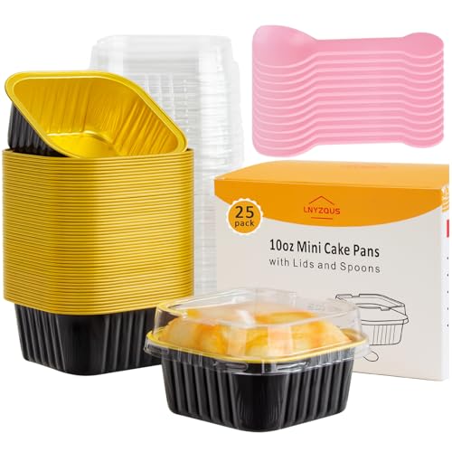 LNYZQUS 10oz Mini Cake Pans with Lids, Small Cinnamon Roll Containers - color: Black, size: Square- 10oz