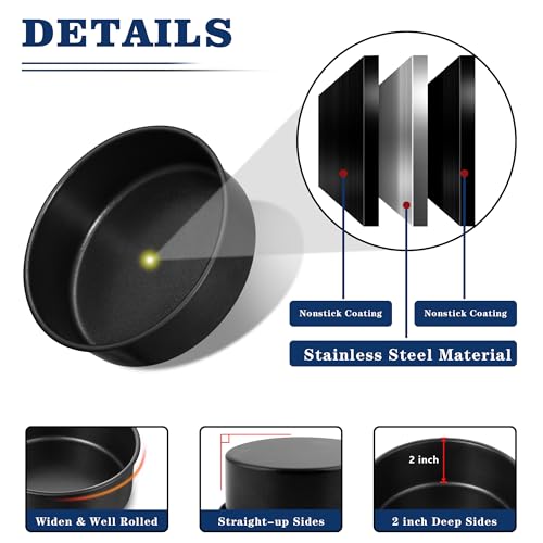 E-far 9 Inch Cake Pan, 3PCS Nonstick Stainless Steel Baking Cake Pans Tins - size: 9 Inches