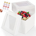 RICCLE 15pcs Cake Boxes, 10x10x8 Inches Tall Cake Box with Window, Large White Bakery Boxes, Baking Boxes, Square Cardboard Cake Box for Multi-Layer Cakes, Cake Decorating Supplies, Valentines Day - size: 15 PCS - 10×10×8