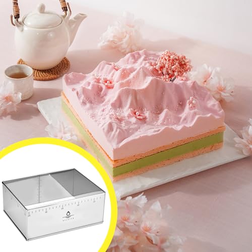 Adjustable Rectangle Mousse Cake Ring Mold - Extendable Stainless Steel Rectangle Shaped Cake Cutter, Bakeware for Customized Baking - Heavy Duty Baking Accessories - 9.8 * 7.5 * 4IN - size: 9.8*7.5*4IN