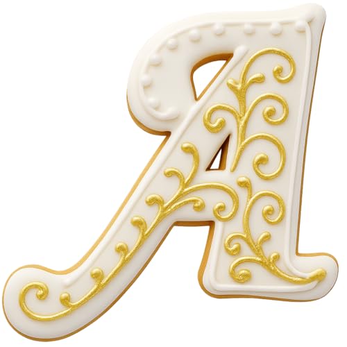 Mighty Gadget Fancy Cursive Letter A to Z Cookie Cutter - 4" Tall Alphabet Baking Mold (Random Color) (A) - color: A