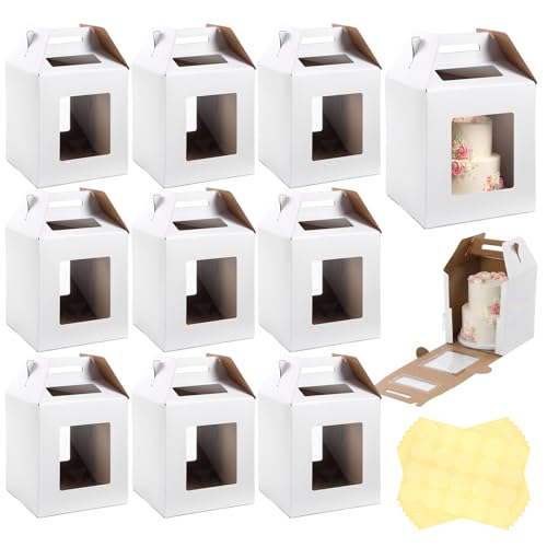 10 Pack Tall Cake Boxes for Tier Cakes 14 x 14 x 16 Inch with Window - size: 14 x 14 x 16 Inches