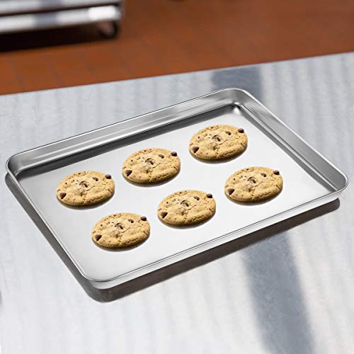 Wildone Baking Sheet with Silicone Mat Set, Set of 4 (2 Sheets + 2 Mats), Wildone Stainless Steel Cookie Sheet Baking Pan with Silicone Mat, Size 12 x 10 x 1 inch, Non Toxic & Heavy Duty & Easy Clean - size: 12 x 10 x 1 inch
