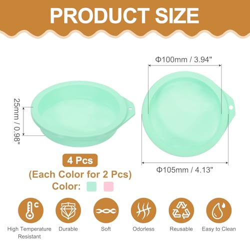 uxcell 2Pcs 4" Air Fryer Egg Pan Easy Release Ramekins Reusable, Pink/Green - color: Pink/Green, size: 4 Inch