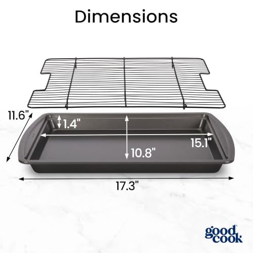 GoodCook Nonstick Carbon Steel Baking Pan & Raised Wire Rack, 15x10.5-Inch - size: 15 x 10.5-Inch