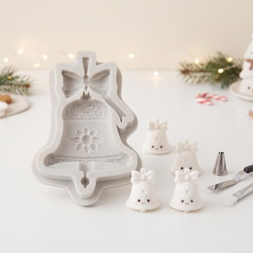 Christmas Bell Silicone Mold 3D Bowknot Bell Fondant Molds - color: Style U