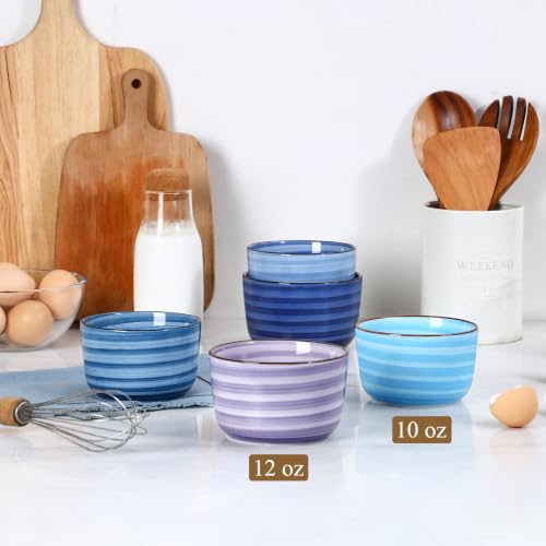 Selamica 12 OZ Ramekins Oven Safe, Ceramic Souffle Dishes Set of 6 - color: Gradient Blue, size: 12 Oz